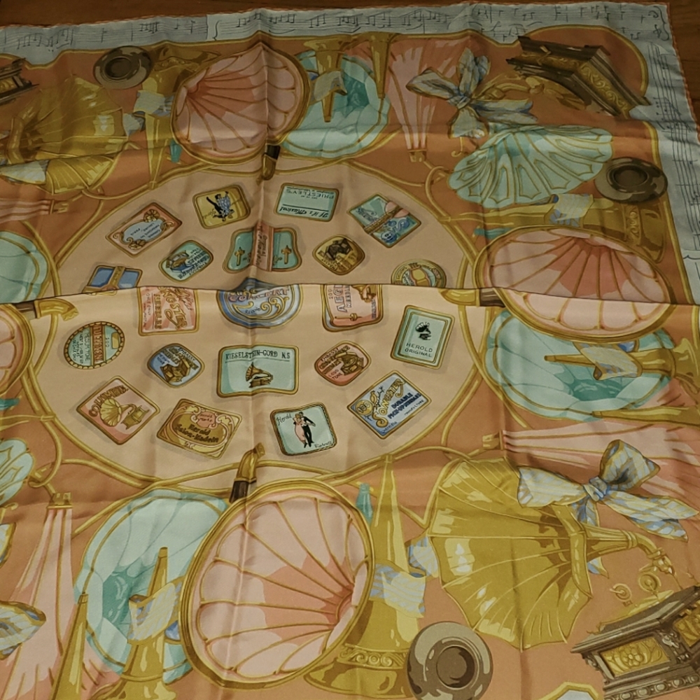 Vintage Silk Scarf  Kieselstein Cord  Hand roll  Made in Italy.